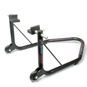 Non-Dismantable Universal Rear Paddock Stand with Skate Wheels - Black - (Bike Wt upto: 350 kgs)