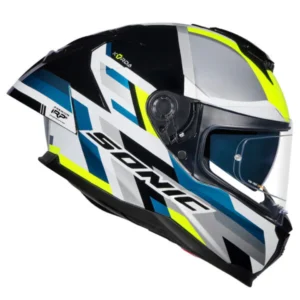 KORDA SONIC GP MOZE GLOSS GREY FLO YELLOW W/P HELMET (Dual visor)