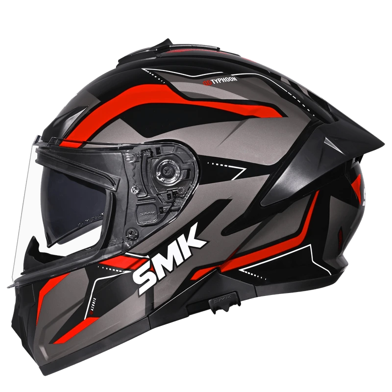 SMK Typhoon Azonix GRPS GL263 Full Face Helmet - Black Grey Red