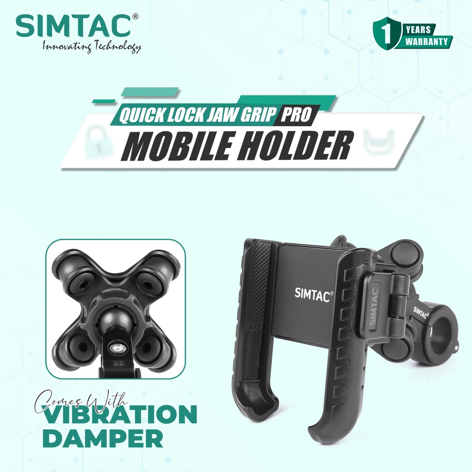 Simtac quick lock jaw grip with vibration damper (JQL1-PRO)