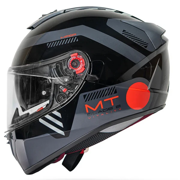 MT Blade 2 SV Vitality B5 Helmet - Gloss Black Grey Red