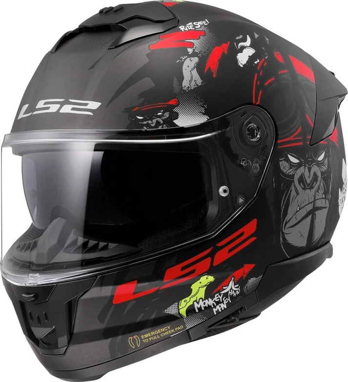 LS2 FF320 STREAM II ANGRY MONKEY (MATT BLACK RED)