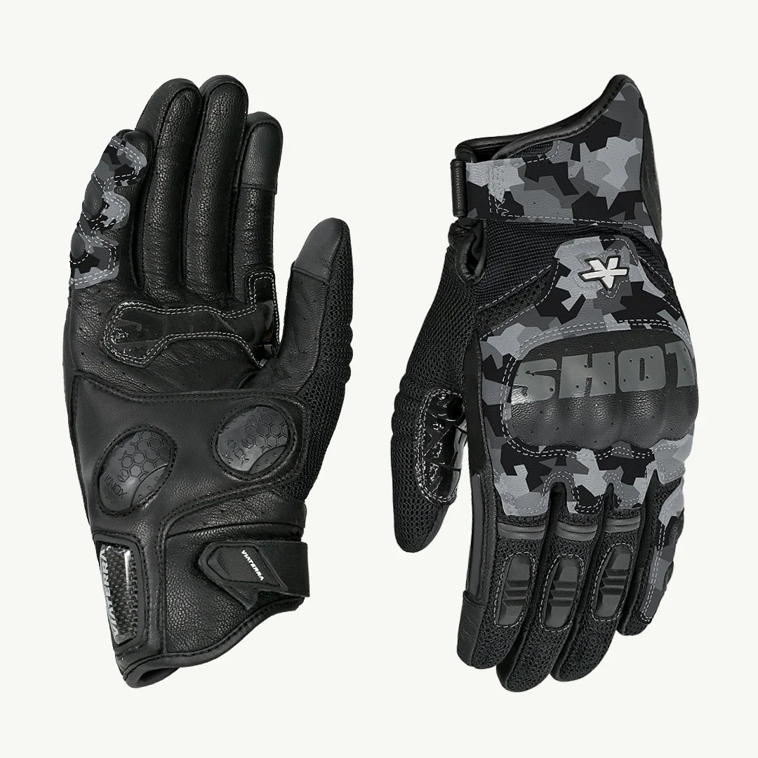 VIATERRA HOLESHOT PRO – SEMI GAUNTLET HYBRID RIDING GLOVES - SNOW CAMO
