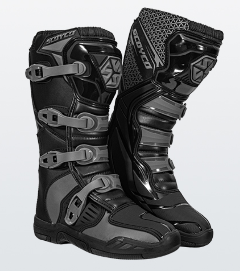 SCOYCO All-Weather Off-Road Riding Boots- MBM009-2 (BLACK - GREY)